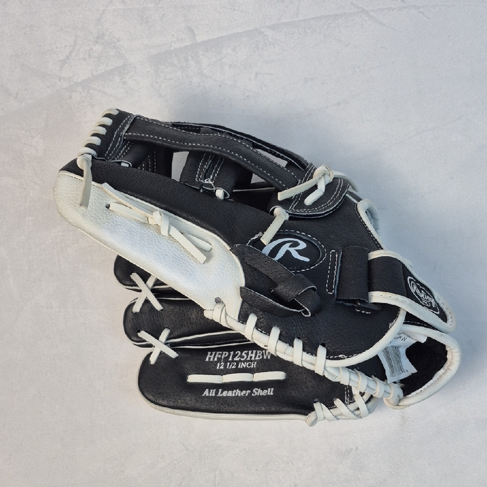 Rawlings HFP125HBW 12 1/2" Black and White Baseball Glove (Worn on Right Hand)